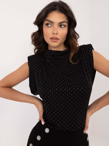 Hurt Czarna wizytowa bluzka z poduszkami na ramionach