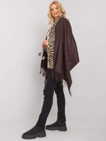 Brązowo-beżowy szal z futrem