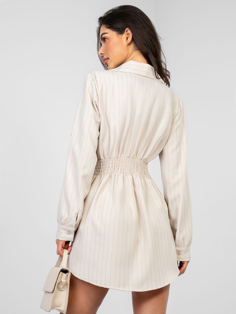 Jasnobeżowa mini sukienka szmizjerka RUE PARIS