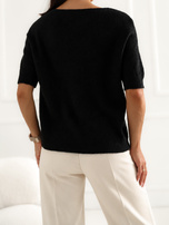 Czarny damski sweter basic z domieszką baby alpaki