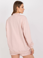 Jasnoróżowa dresowa bluza basic z bawełny