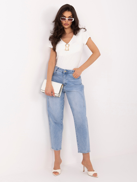 Ecru damska bluzka z ozdobnym detalem