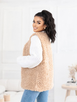 Beżowa kamizelka baranek z zapięciem na haftki