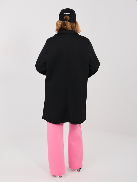 Czarny piankowy płaszcz z zapięciem na guzik RUE PARIS