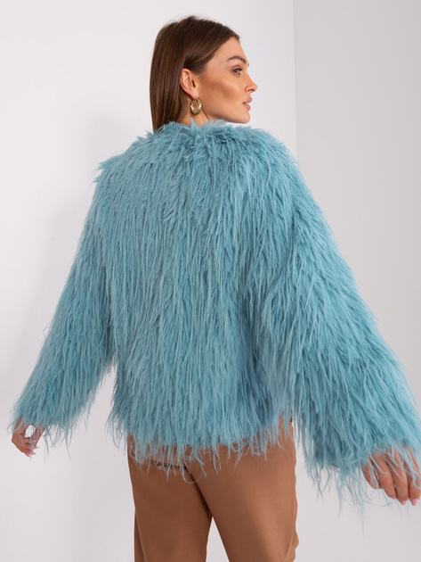 Hurtownia Miętowa futrzana kurtka z kieszeniami