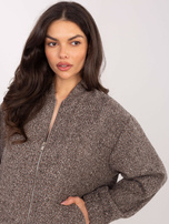 Ciemnobeżowa rozpinana kurtka z domieszką wełny