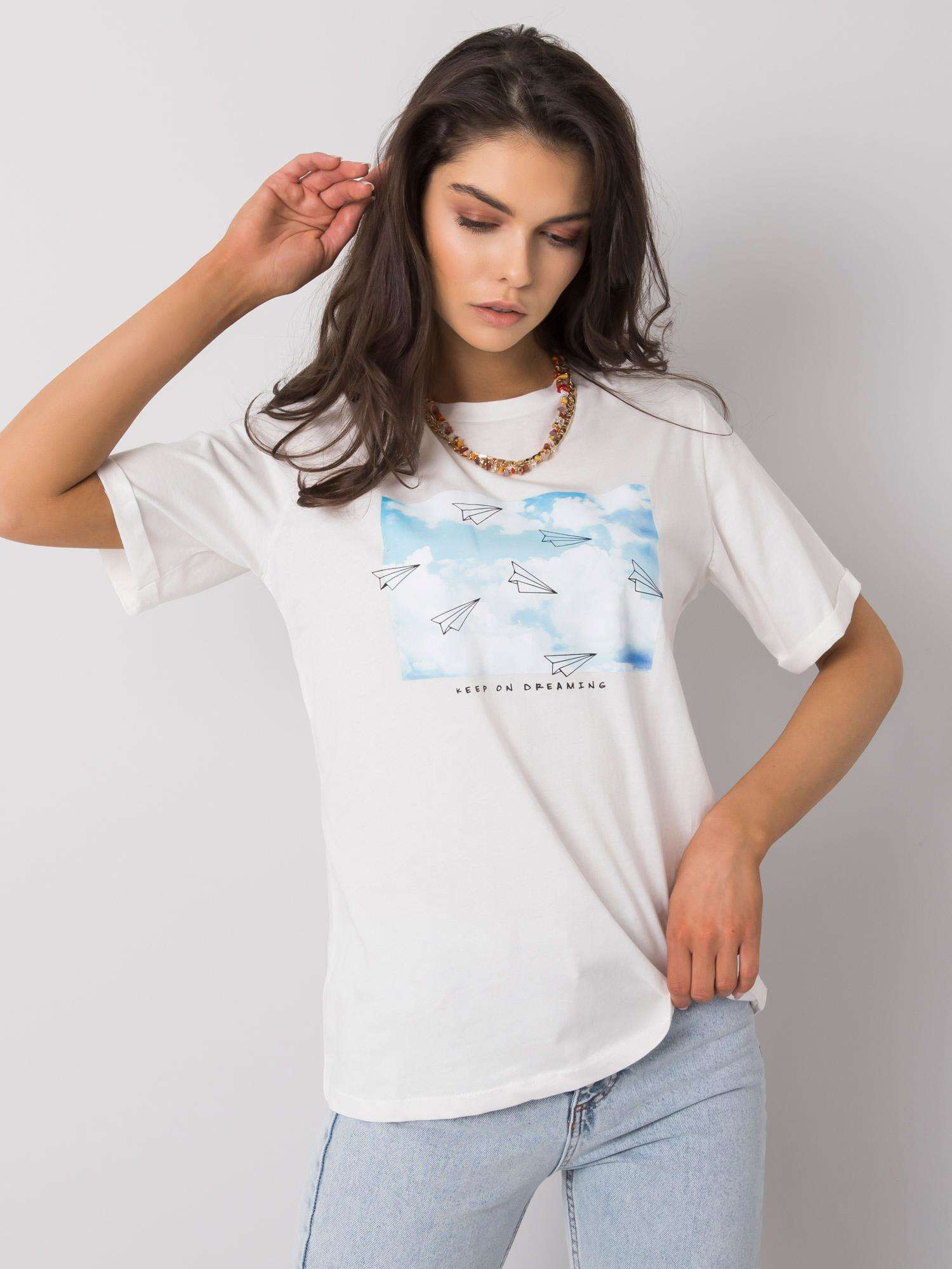 Biały t-shirt z printem Dael