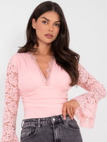 Jasnoróżowe  body z usztywnianymi miseczkami