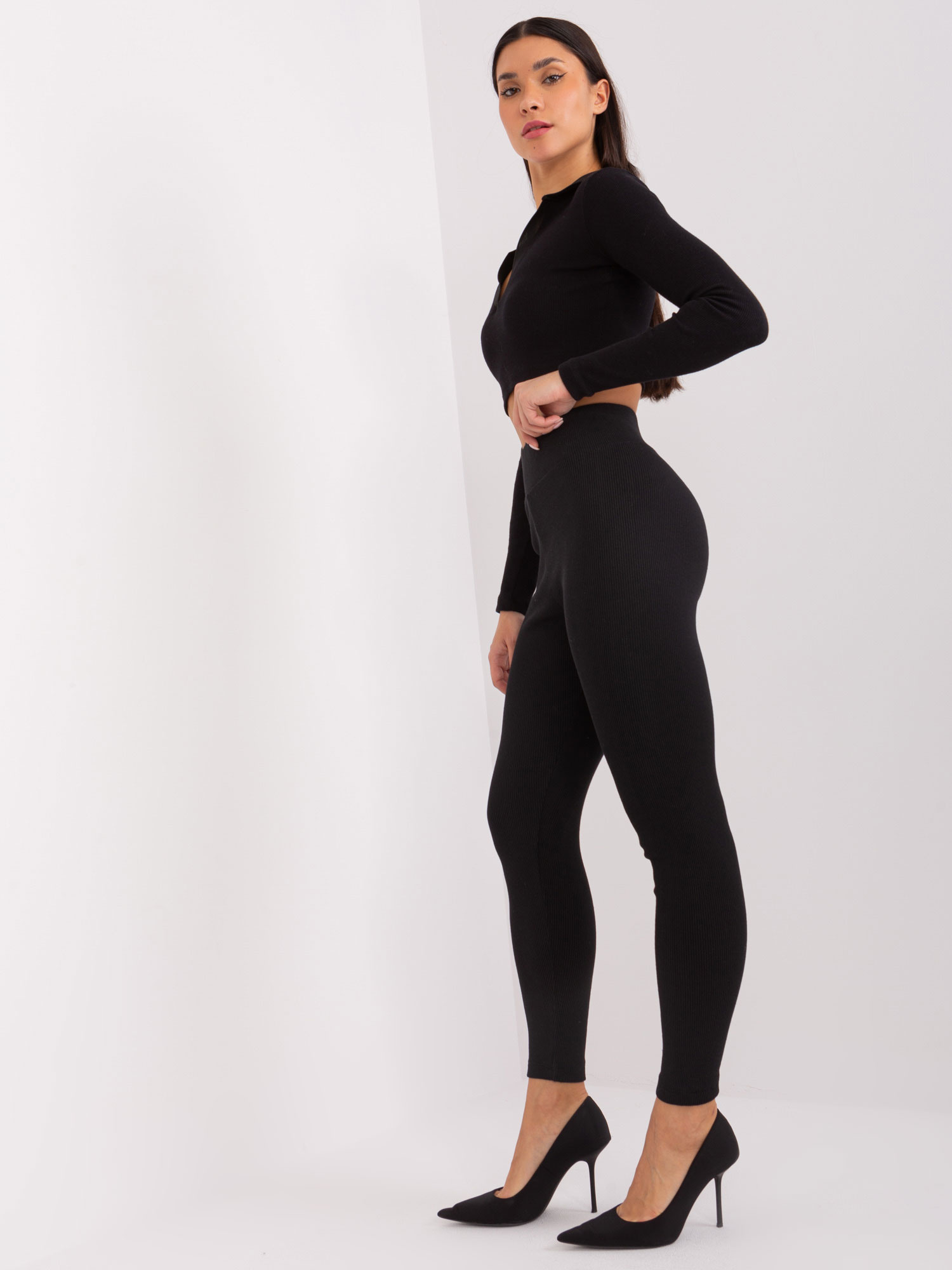 Czarne legginsy z wysokim stanem RUE PARIS