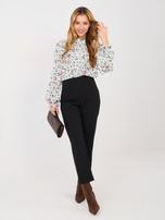 Biało-niebieska damska koszula z bufiastym rękawem