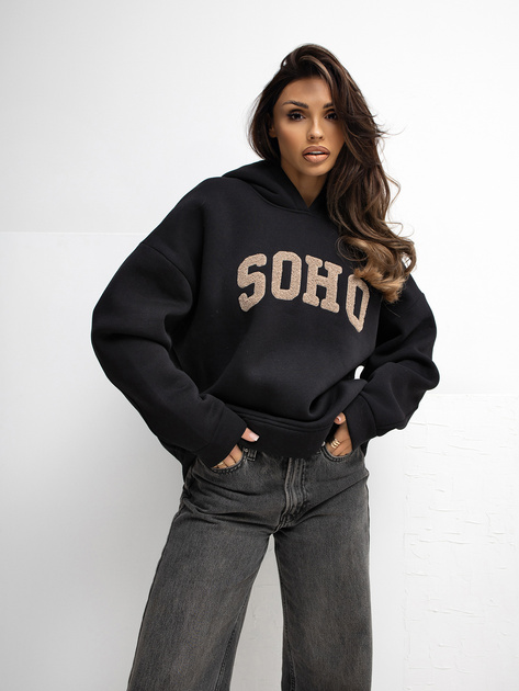 Czarna damska bluza z napisem Soho RUE PARIS