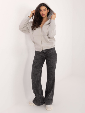 Szara ocieplana bluza basic z kapturem