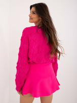 Hurt Fuksjowe rozkloszowane spódnico-spodenki z falbaną