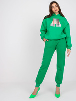 Green sweatshirt with patch and hood Felicja