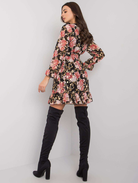 Czarno-różowa sukienka z falbaną Alisia