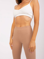 Hurtownia Camelowe legginsy basic w prążek