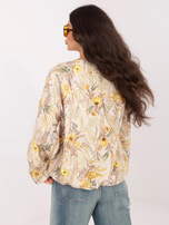 Żółta balonowa kurtka z nadrukiem w kwiaty 