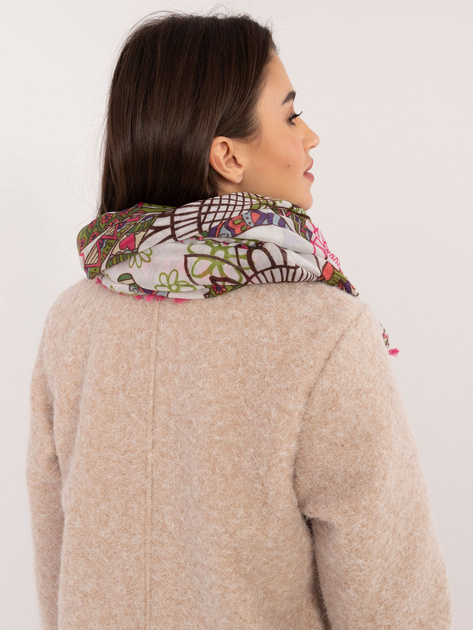 Hurtownia Różowo-ecru damska chusta z frędzlami