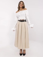 Beżowa garniturowa spódnica z gumką w pasie