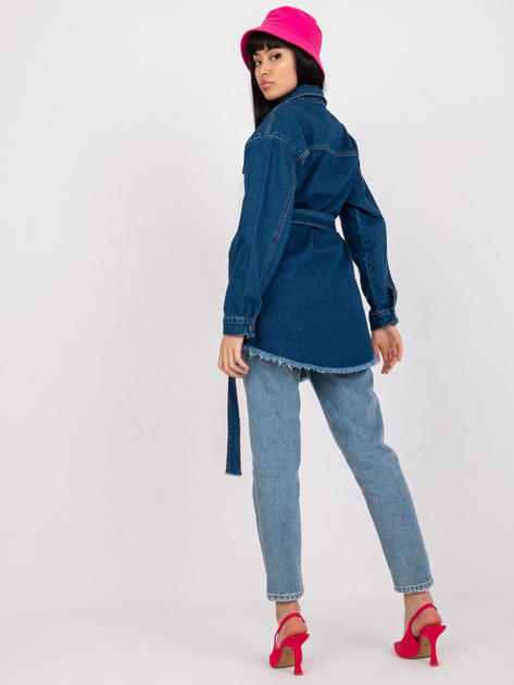 Niebieska koszula jeansowa z paskiem RUE PARIS