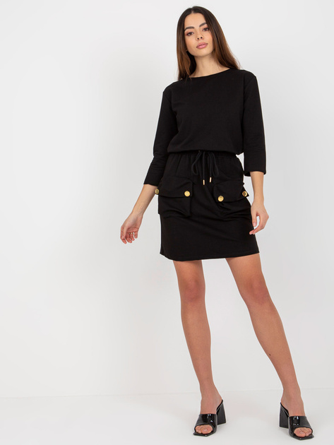 Hurt Czarna mini sukienka dresowa ze ściągaczem OCH BELLA