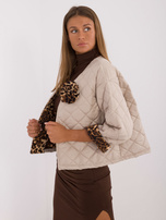 Hurt Beżowa kurtka przejściowa z podszewką w panterkę