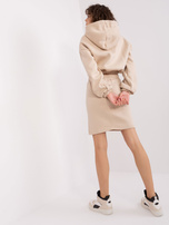 Hurt Beżowy dresowy komplet basic z krótką bluzą Emilie