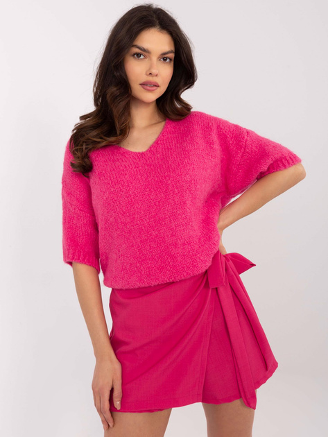 Hurt Fluo różowy sweter oversize z dodatkiem wełny