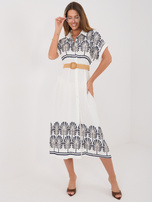 Granatowa midi koszulowa sukienka na lato