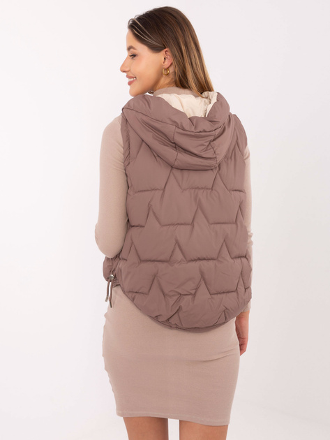 Brązowa puchowa kamizelka z kieszeniami