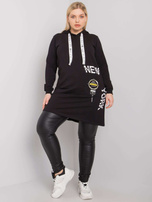 Czarna tunika plus size z kapturem Ashford