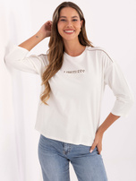 Ecru damska bluzka z rękawem 3/4