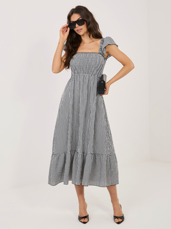 Czarna midi sukienka w kratkę