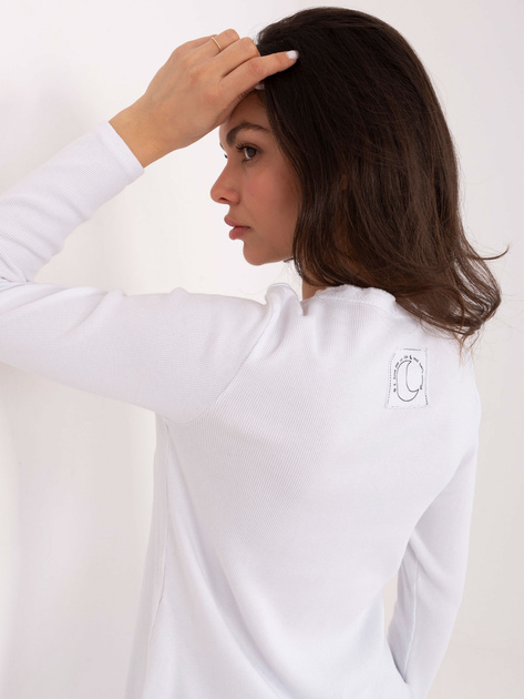 Biała damska bluzka longsleeve w prążek