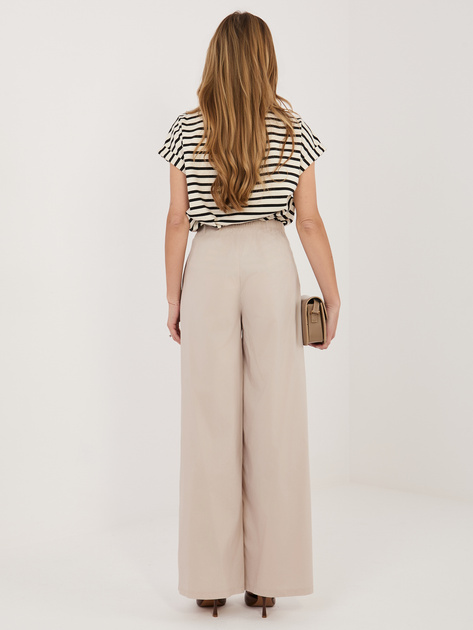 Beżowe spodnie palazzo z wysokim stanem RUE PARIS