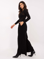 Czarne sztruksowe spodnie z paskiem RUE PARIS