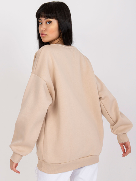 Beżowa dresowa bluza bez kaptura z bawełny Severine