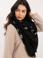 Hurtownia Czarny damski szal z nadrukiem