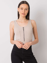 Beżowy top z kieszonkami Rosalind