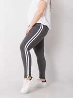 Tmavě šedé melírované bavlněné legíny plus size Millie.