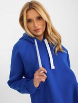 Hurtownia Kobaltowa długa dresowa bluza basic z kapturem