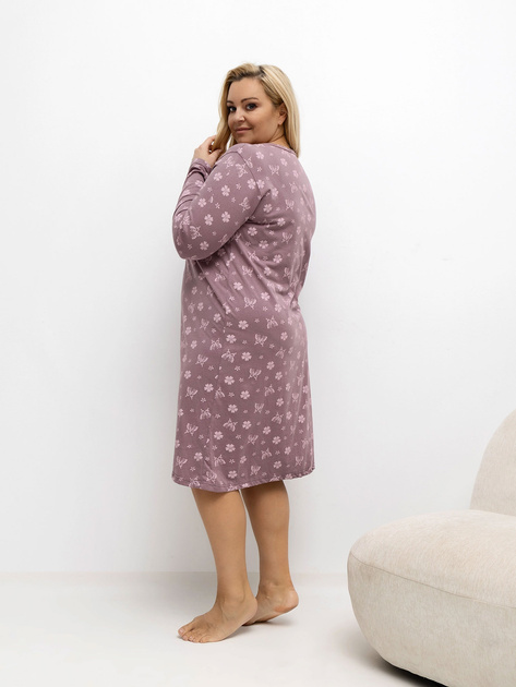 Brudnoróżowa nocna koszula plus size z bawełny