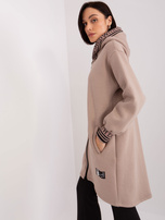 Dunkelbeige lange Zip-Jacke Großhandel.