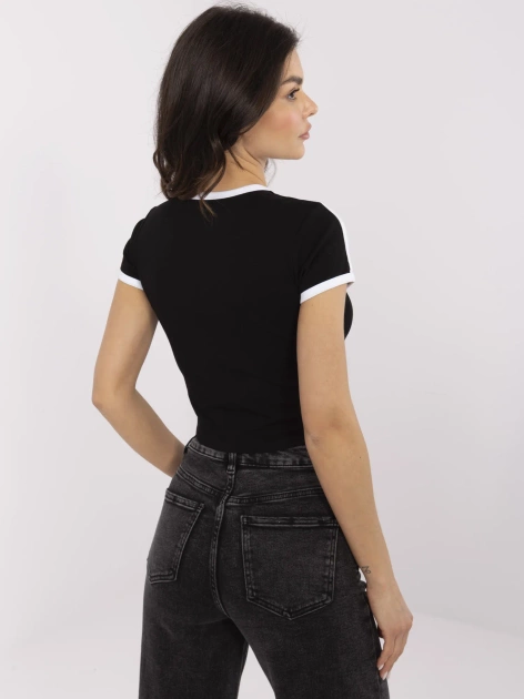 Czarno-biały krótki t-shirt z nadrukiem