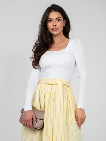 Biała dopasowana bluzka basic z długim rękawem RUE PARIS