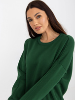 Hurt Ciemnozielona dresowa bluza basic z długim rękawem  