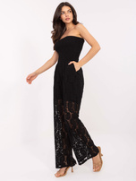 Czarny koronkowy kombinezon ze spodniami