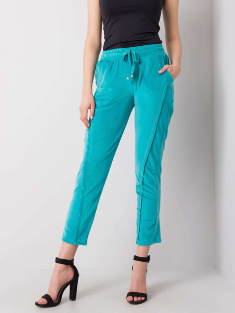 Turkusowe spodnie welurowe Juanita RUE PARIS