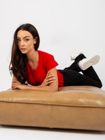 Hurtownia Czerwony gładki t-shirt basic z bawełny 