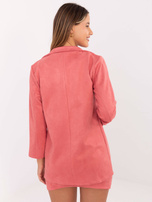 Malinowa zamszowa marynarka od kompletu Irmina